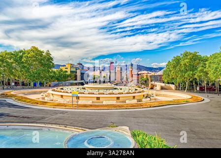 Nationalmuseum von Katalonien, Placa de Espanya Gegend. Barcelona. Spanien. Stockfoto