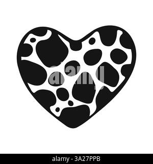 Trendiges y2k-Herz-Symbol mit handgezeichneten Klumpen innen. Doodle Love Symbol isoliert auf Hintergrund Stock Vektor