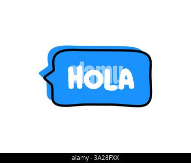 Hola. Abzeichen, Symbol, Logo-Vektor-Design-Illustration auf weißem Hintergrund Stock Vektor