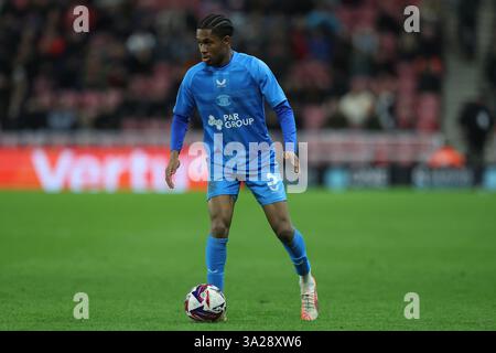 Jayden Meghoma von Preston North End während des Sky Bet Championship-Spiels zwischen Sunderland und Preston North End im Stadium of Light, Sunderland am Dienstag, den 11. März 2025. (Foto: Mark Fletcher | MI News) Credit: MI News & Sport /Alamy Live News Stockfoto