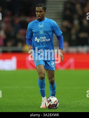Jayden Meghoma von Preston North End während des Sky Bet Championship-Spiels zwischen Sunderland und Preston North End im Stadium of Light, Sunderland am Dienstag, den 11. März 2025. (Foto: Mark Fletcher | MI News) Credit: MI News & Sport /Alamy Live News Stockfoto