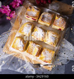 Karpatka, ein köstlicher polnischer Puddingkuchen Stockfoto
