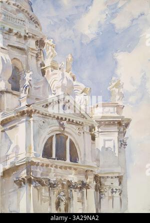 *The Salute, Venice*, gemalt von John Singer Sargent um 1904, zeigt die große Architektur der Salute Kirche in Venedig. Das Gemälde fängt das Wesen der venezianischen Landschaft mit Licht, Wasser und Reflexionen ein. Stockfoto