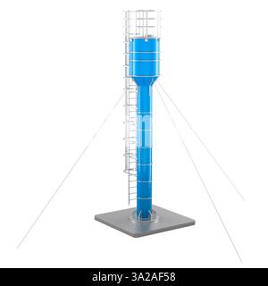 Wasserturm, 3D-Rendering isoliert auf weißem Hintergrund Stockfoto