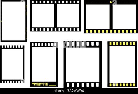 Erweiterte Sammlung Von Retro-Filmrahmen Für Vintage-Fotografie, Videobearbeitung Und Überlagerungen Im Grafikdesign Stock Vektor