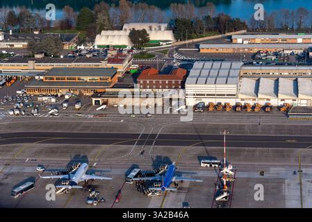 Luftaufnahme des Flughafens Linate. Mailand, Italien Stockfoto