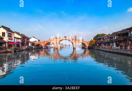 Luftaufnahme der antiken Stadt Zhujiajiao, Shanghai, China Stockfoto