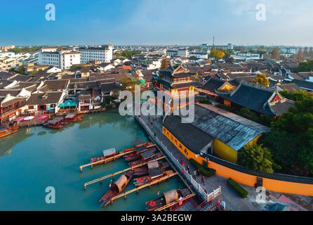 Luftaufnahme der antiken Stadt Zhujiajiao, Shanghai, China Stockfoto