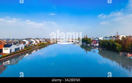 Luftaufnahme der antiken Stadt Zhujiajiao, Shanghai, China Stockfoto