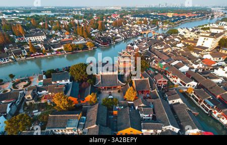 Luftaufnahme der antiken Stadt Zhujiajiao, Shanghai, China Stockfoto