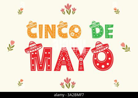Cinco de Mayo Text Illustration flach Vektor. Stock Vektor