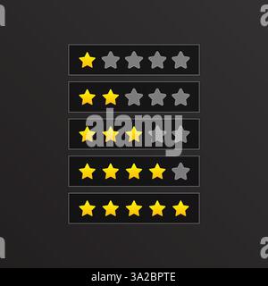 Vektorsternbewertung Schwarzes und gelbes Farbdesign Stock Vektor
