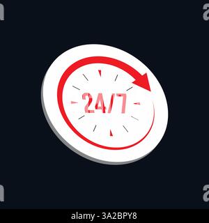 Vector 24 Stunden und 7 Tage offener Helpline-Service Stock Vektor