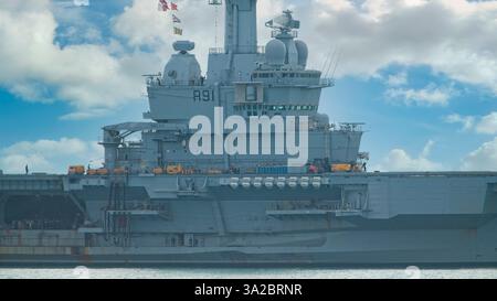 Das Flaggschiff der französischen Carrier Strike Group FS Charles de Gaulle Stockfoto