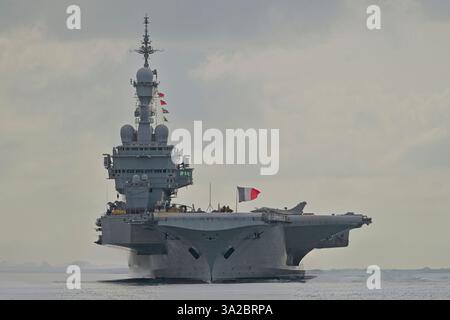 Das Flaggschiff der französischen Carrier Strike Group FS Charles de Gaulle Stockfoto