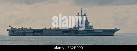 Das Flaggschiff der französischen Carrier Strike Group FS Charles de Gaulle Stockfoto