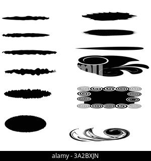 Abstrakte künstlerische Kunst Pinselstriche Symbole für Ihr Design, leicht bearbeitbare Icon Set, Vektor-Kunst Illustration Stock Vektor