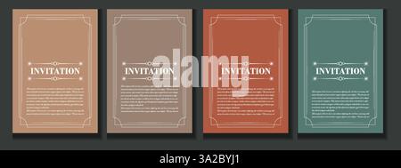 Luxuriöse Hochzeitseinladungskarte Vorlage eleganter Hintergrund Vintage-Design mit einfachem Rahmen, Vektorkunstillustration Stock Vektor