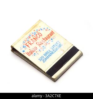Franco, italienisches Restaurant, Vintage Streichholzbuch aus den 1960er Jahren Stockfoto