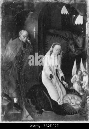 Dieses Stück von Hans Memlinc und Gerard David zeigt ihre akribische Darstellung religiöser Szenen, mit einem Schwerpunkt auf Licht, Textur und der detaillierten Darstellung heiliger Figuren in ihrer Umgebung. Stockfoto