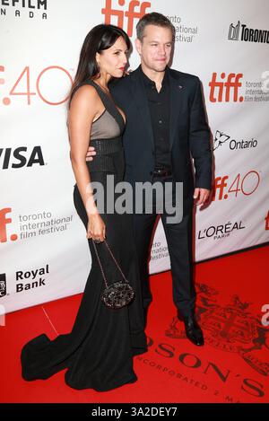 Matt Damon und Luciana Barroso bei der TIFF-Premiere von „The Martian“ in Toronto. 11. September 2015 Stockfoto