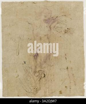Dieses Stück von Barocci zeigt die Aussage des Kreuzes und fängt den Moment ein, in dem Christus vom Kreuz genommen wird. Die Studie reflektiert Baroccis Ansatz, sakrale Szenen mit emotionaler Intensität darzustellen. Stockfoto