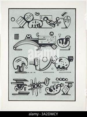 'Sur vert' ('on Green') von Kandinsky ist eine abstrakte Komposition mit Grüntönen mit geometrischen und organischen Formen. Das Stück gleicht Farbe und Form aus, um ein harmonisches, aber dynamisches Kunstwerk zu schaffen. Stockfoto