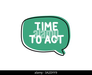 Zeit zum Handeln. Abzeichen, Symbol, Logo-Vektor-Design-Illustration auf weißem Hintergrund Stock Vektor