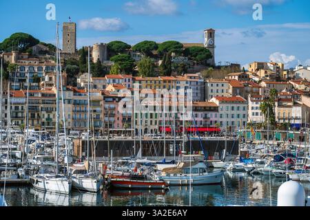Castre Castle Souquet und alter Hafen in Cannes, Frankreich Stockfoto