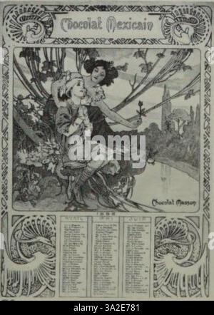 In „Bridges C09-2“ verbindet Mucha aufwendige florale Motive mit architektonischen Strukturen und betont fließende und ornamentale Details in seinem charakteristischen Jugendstilstil. Stockfoto