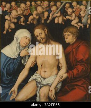 Die Mitteltafel des Altars von Georg dem Bärtigen zeigt St. George, den legendären Ritter und heiligen, in einer mächtigen Pose dargestellt. Das Bild ist symbolisch für Heldentum und christliche Tugend in der Renaissance. Stockfoto