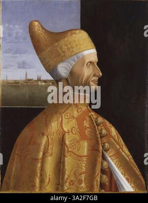 Dieses zugeschriebene Porträt des Dogen Leonardo Loredan fängt die Macht und Majestät des venezianischen Führers mit detailliertem Realismus ein. Stockfoto