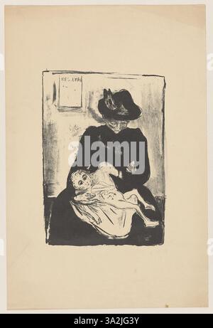 Edvard Munch erforscht in diesem Werk Themen der Vermächtnis und familiären Verbindung, indem er symbolische Formen und gedämpfte Töne verwendet, um ein Gefühl der persönlichen und emotionalen Vererbung hervorzurufen. Stockfoto
