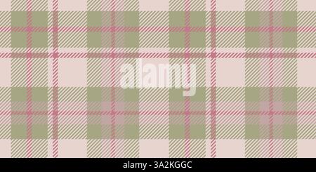 Beige, hellrosa und olivgrüne Karomuster mit nahtlosem, traditionellem Schottenmuster. Stock Vektor