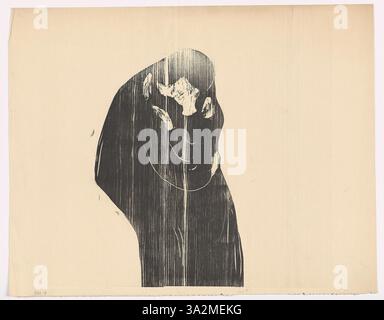 „The Kiss IV“ von Edvard Munch zeigt ein Paar, das in einer Umarmung eingeschlossen ist, und dessen Gesichter abstrakt sind, um die emotionale Intensität des Kusses zu betonen. Das Werk beschäftigt sich mit Themen wie Liebe, Intimität und menschliche Verbindung, wobei Munchs charakteristische Verwendung von Farbe und Form psychologische Tiefe hervorruft. Stockfoto