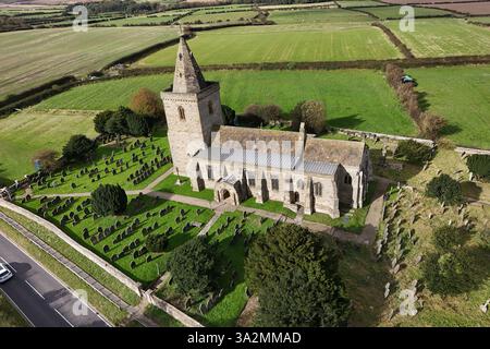 Aus der Vogelperspektive der St. Oswald Kirche, Lythe. North Yorkshire Stockfoto