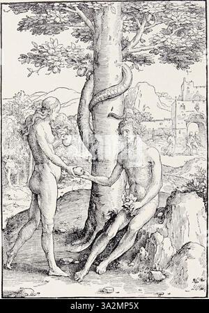 Lucas van Leydens Frühwerk Hollstein 001 ist bekannt für seine präzise Detailtreue und die Beherrschung des Stiches. Dieses Stück zeigt van Leydens frühe Erforschung biblischer und mythologischer Themen mit außergewöhnlicher Klarheit und künstlerischem Können. Stockfoto