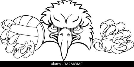 Eagle Hawk Bird Volleyball Volley Ball Maskottchen Stock Vektor