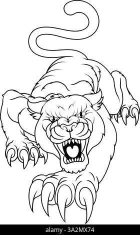 Schwarzes Panther Leopard Sports Team Maskottchen Design Stock Vektor