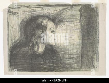 „The Sick Child I“ von Edvard Munch zeigt einen zärtlichen Moment zwischen einem Kind und einem Erwachsenen. Die gedämpfte Farbpalette und der düstere Ton vermitteln die Traurigkeit und Hilflosigkeit, die die Krankheit des Kindes umgibt. Stockfoto