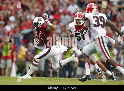 September 2014 - Columbia, SC, USA - South Carolina Gamecocks Wide Receiver Damiere Byrd (1) bricht nach einem Fang in der ersten Hälfte des Gamecocks-Spiels gegen Georgia im Williams-Brice Stadium frei, Samstag, 13. September 2014 Columbia, S.C. (Credit Image: © Gerry Melendez/MCT/ZUMA Wire) Stockfoto