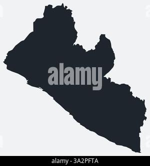 Liberia Karte. Nur eine einfache Grenzkarte. Die Form des Landes. Flacher, leerer Liberia-Umriss. Abbildung der Vektorbegrenzung. Stock Vektor