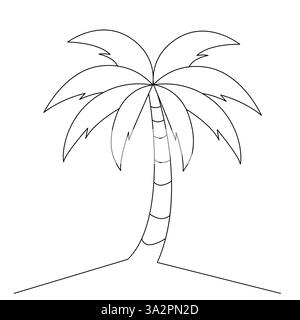 Durchgehende einzeilige Kunstzeichnung von Palmenvektor-Illustrationsdesign Stock Vektor