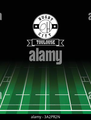 Toulouse Konzept für Rugby City weißer Stempel mit grünem Feld Hintergrund, abstraktes Illustrationsbild Stock Vektor