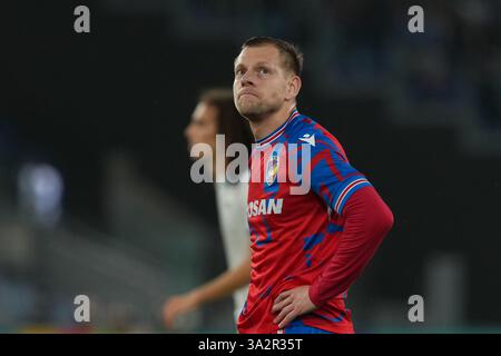 Rom, Italien. März 2025. Matej Vydra von Viktoria Plzen während des Europa-League-Fußballspiels zwischen SS Latium und Viktoria Plzen im Olimpico-Stadion in Rom (Italien), 13. März 2025. Quelle: Insidefoto/Alamy Live News Stockfoto