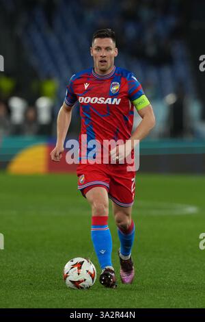 Rom, Italien. März 2025. Lukas Kalvach von Viktoria Plzen während des Europa League-Fußballspiels zwischen SS Latium und Viktoria Plzen im Olimpico-Stadion in Rom (Italien), 13. März 2025. Quelle: Insidefoto/Alamy Live News Stockfoto