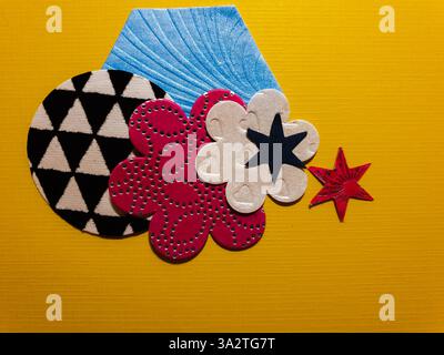 Abstraktes farbenfrohes Muster mit unterschiedlich geformten Teilen Stockfoto
