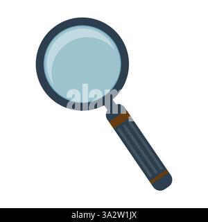 Vergrößerungsglas-Werkzeug. Symbolvektor suchen. Optisches Zoomelement. Abbildung des Untersuchungsobjekts. Stock Vektor