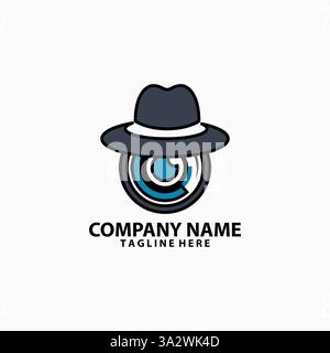 Detective-Objektiv-Logo-Design-Vektor Stock Vektor