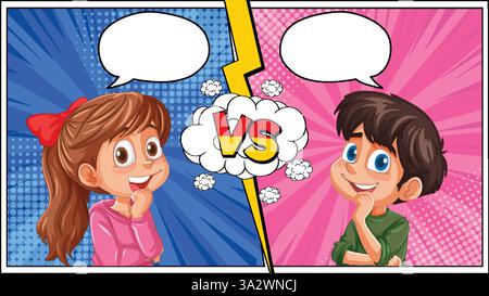 Zwei Kinder im Comic-Stil Stock Vektor